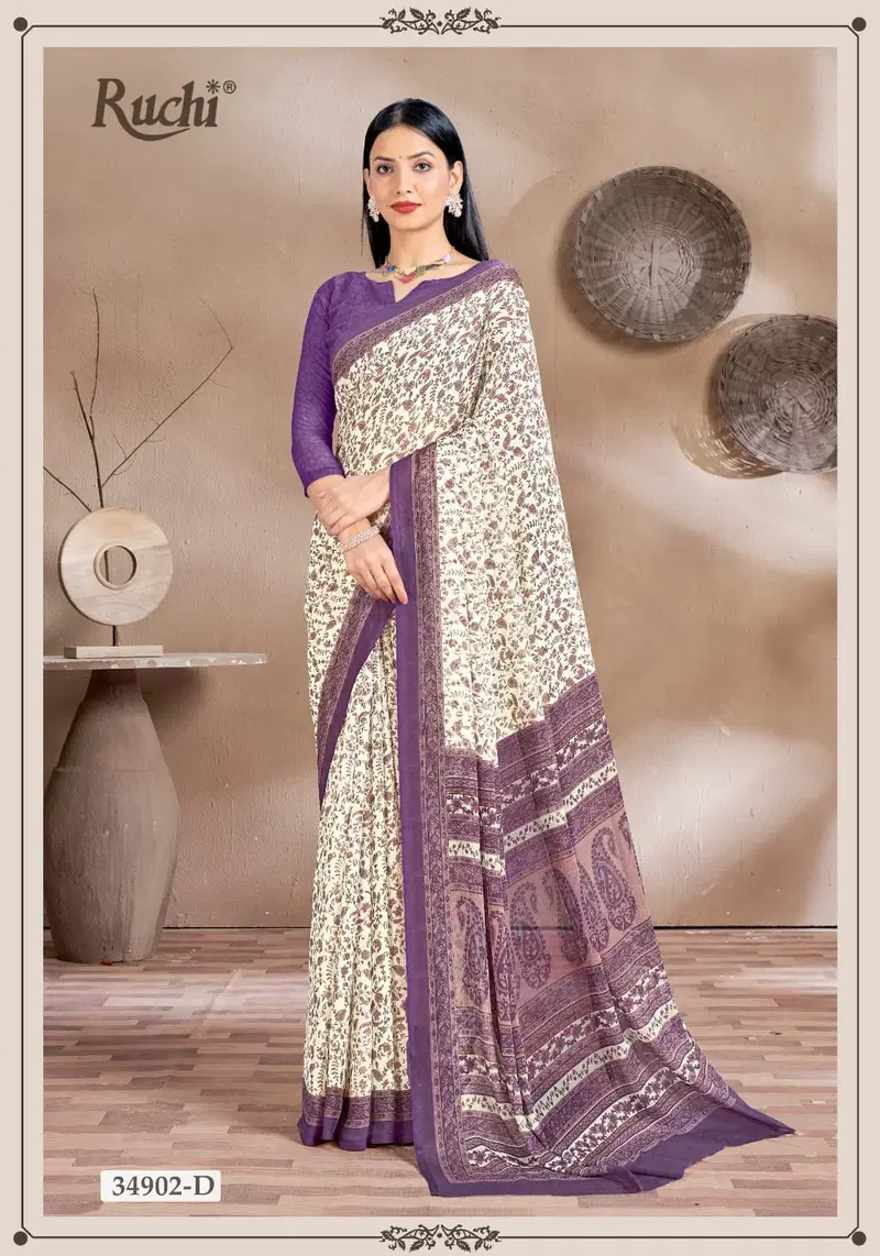Star Chiffon 161 By Ruchi Printed Daily Wear Printed Sarees For Bussiness Wholesale Online